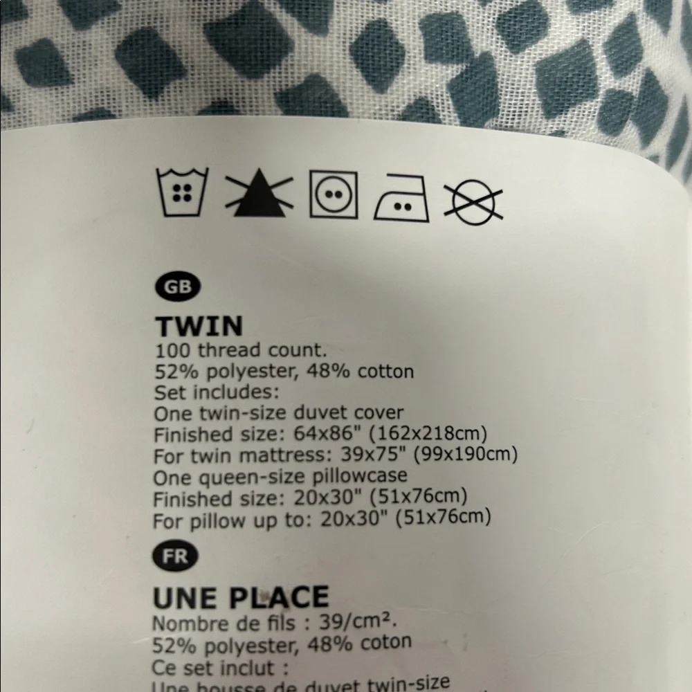 IKEA TRÄDKRASSULA Twin Duvet Cover in Blue and White